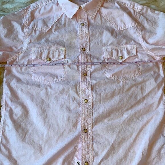 Men’s Light Pink White Western Style Long Sleeve Cowboy Shirt Size L - Picture 5 of 9